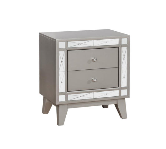 Leighton - 2-Drawer Nightstand - Metallic Mercury