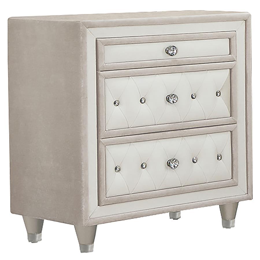 Antonella - 3-Drawer Upholstered Nightstand