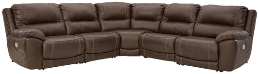 Dunleith - Chocolate - 5-Piece Power Reclining Sectional