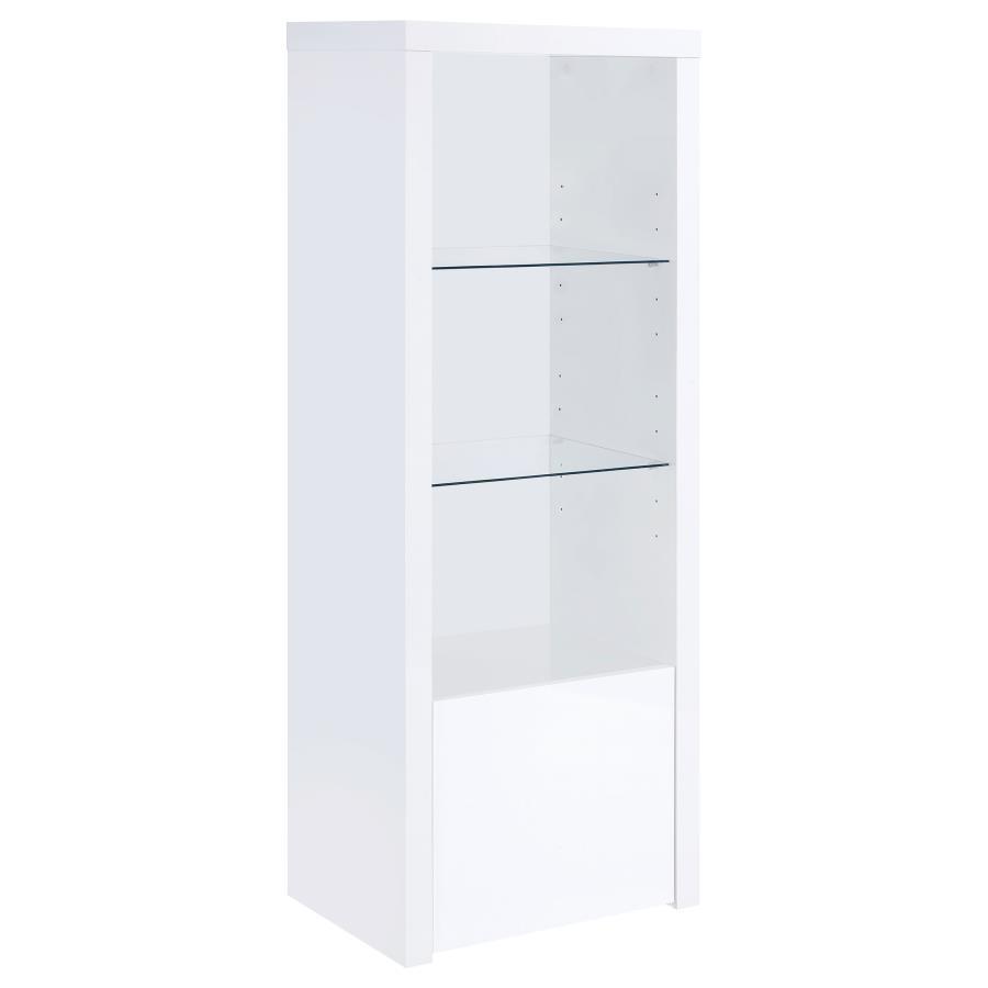 Jude - 3-Shelf Media Tower With Storage Cabinet - White High Gloss