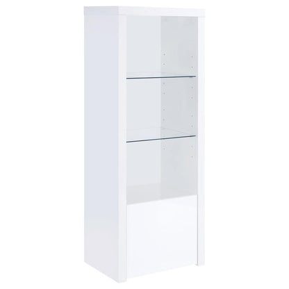 Jude - 3-Shelf Media Tower With Storage Cabinet - White High Gloss