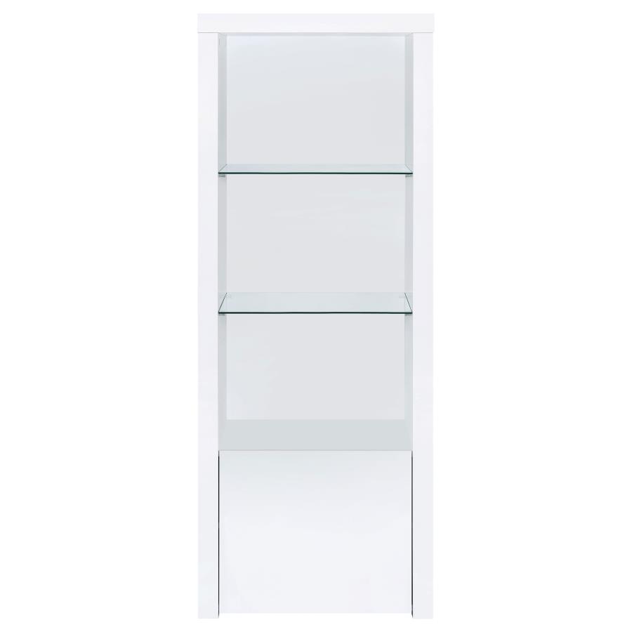 Jude - 3-Shelf Media Tower With Storage Cabinet - White High Gloss