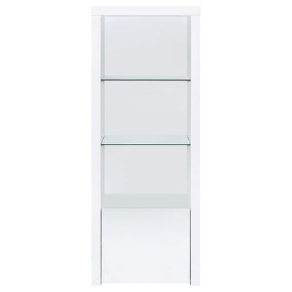 Jude - 3-Shelf Media Tower With Storage Cabinet - White High Gloss