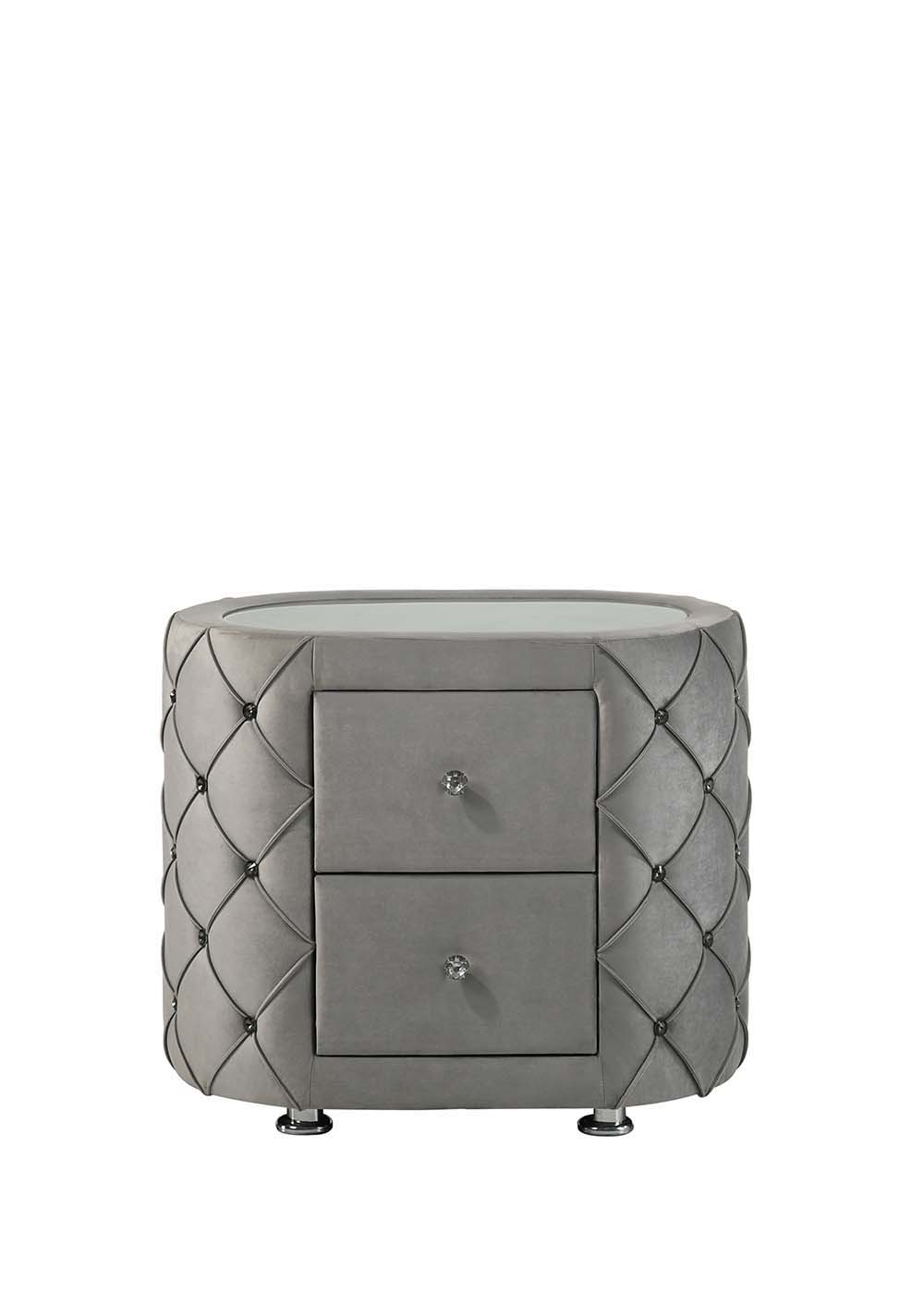 Perine - Nightstand - Gray Velvet