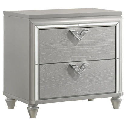 Veronica - 2-Drawer Nightstand - Light Silver