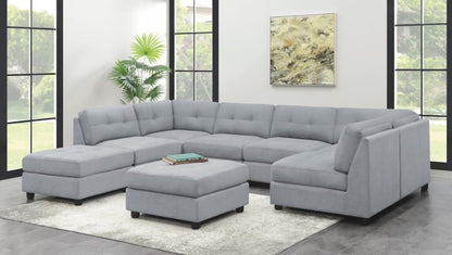 Claude - 7 Piece Upholstered Modular Tufted Sectional - Dove