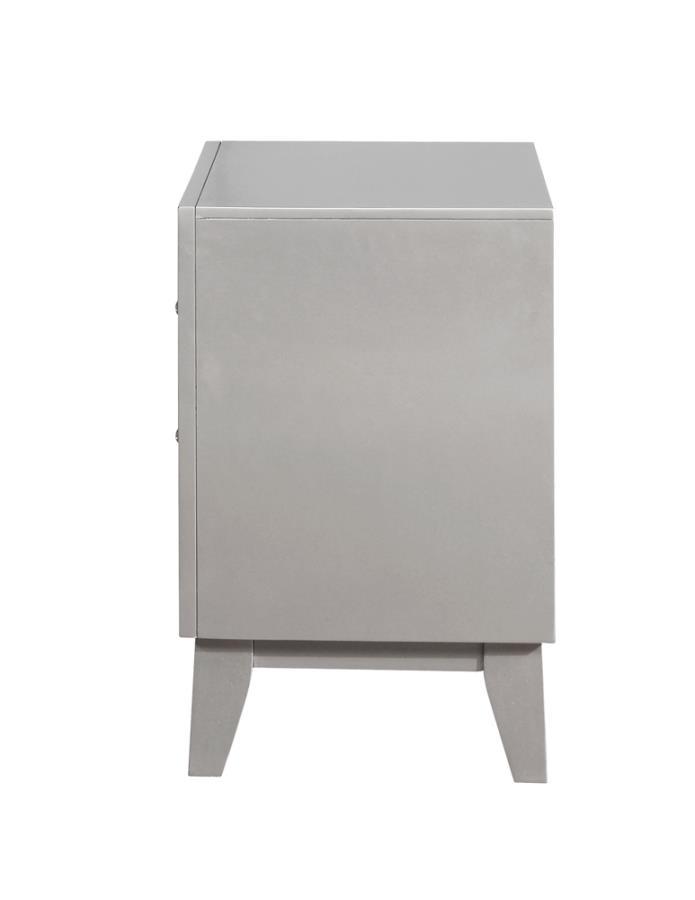 Leighton - 2-Drawer Nightstand - Metallic Mercury