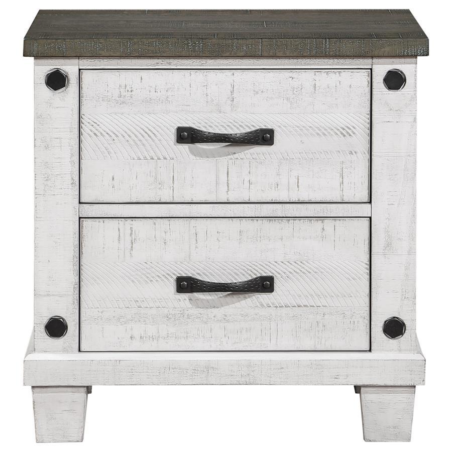 Lilith - 2-Drawer Nightstand - Distressed Gray And White