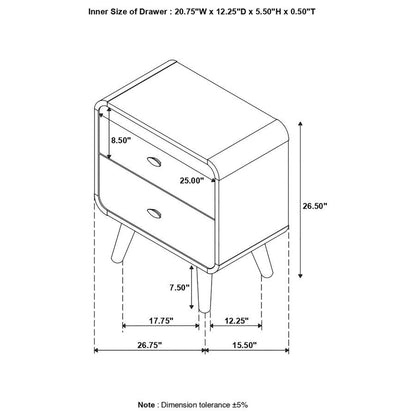 Robyn - 2-Drawer Nightstand - Dark Walnut