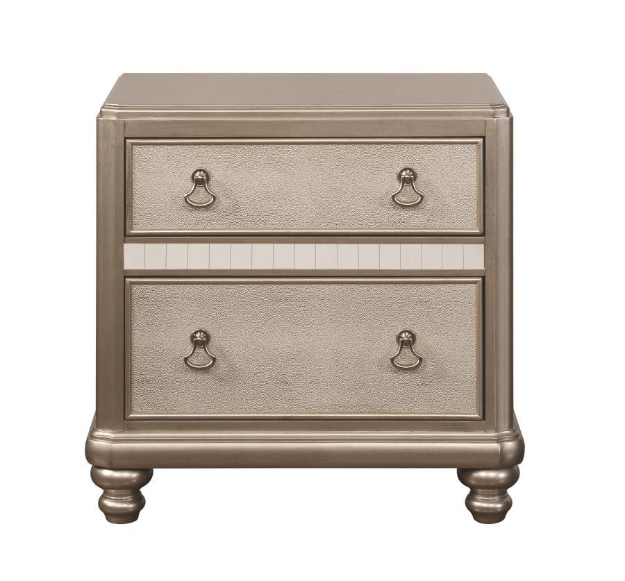 Bling Game - 2-Drawer Nightstand - Metallic Platinum