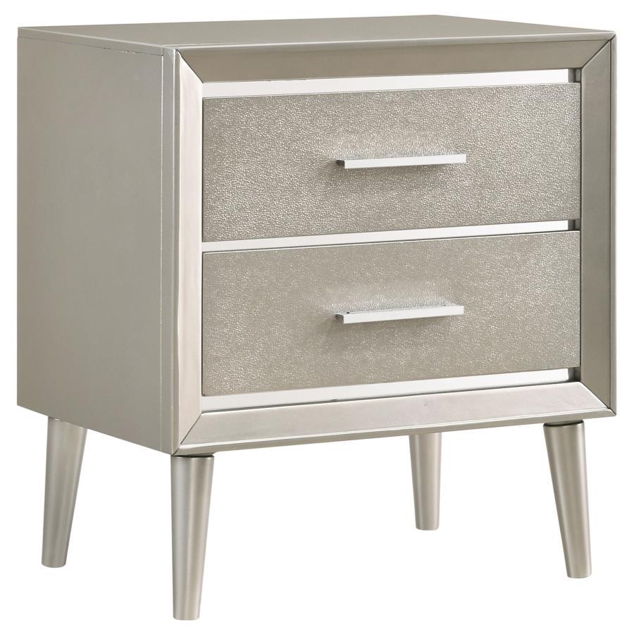 Ramon - 2-Drawer Nightstand - Metallic Sterling