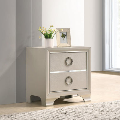 Salford - 2-Drawer Nightstand - Metallic Sterling