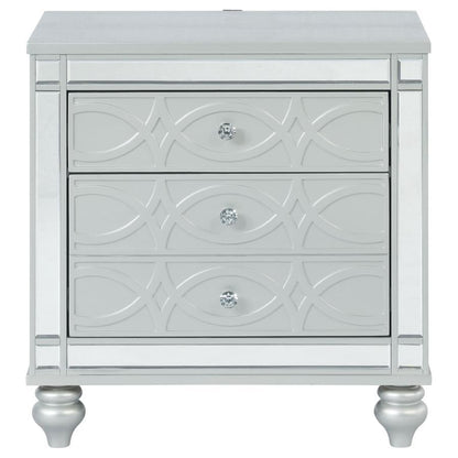 Gunnison - 2-Drawer Nightstand - Silver Metallic