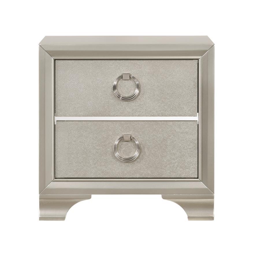 Salford - 2-Drawer Nightstand - Metallic Sterling