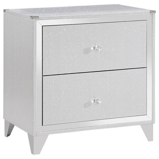 Larue - 2-Drawer Nightstand With USB Port - Silver