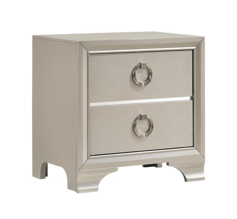 Salford - 2-Drawer Nightstand - Metallic Sterling