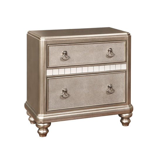 Bling Game - 2-Drawer Nightstand - Metallic Platinum