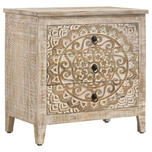 Mariska - 3-Drawer Wooden Accent Cabinet - White Distressed