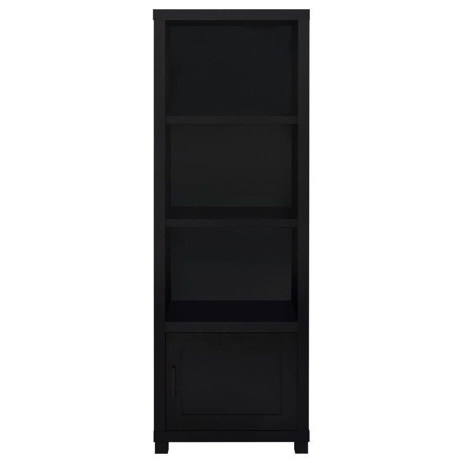 Jupiter - 3-shelf Media Tower Bookcase With Storage Cabinet - Black