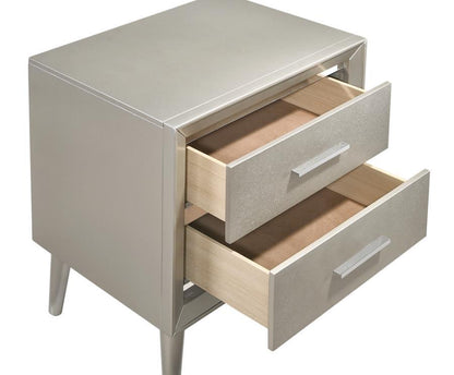 Ramon - 2-Drawer Nightstand - Metallic Sterling