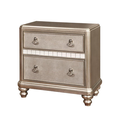 Bling Game - 2-Drawer Nightstand - Metallic Platinum