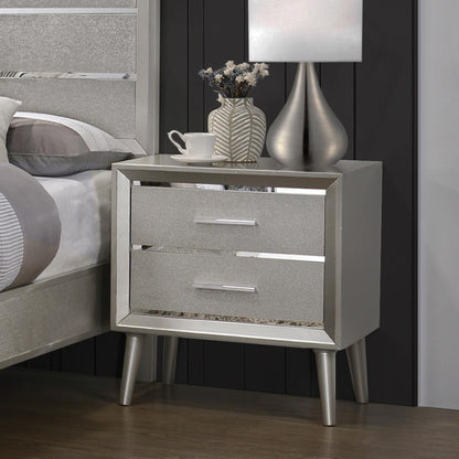 Ramon - 2-Drawer Nightstand - Metallic Sterling