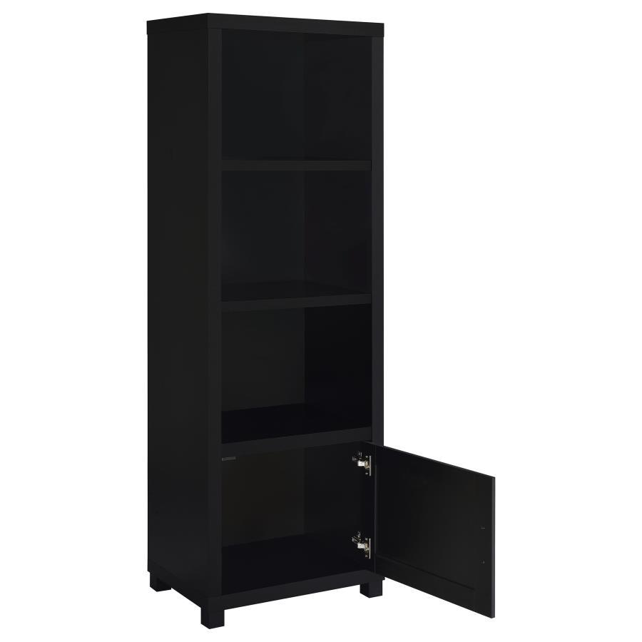 Jupiter - 3-shelf Media Tower Bookcase With Storage Cabinet - Black